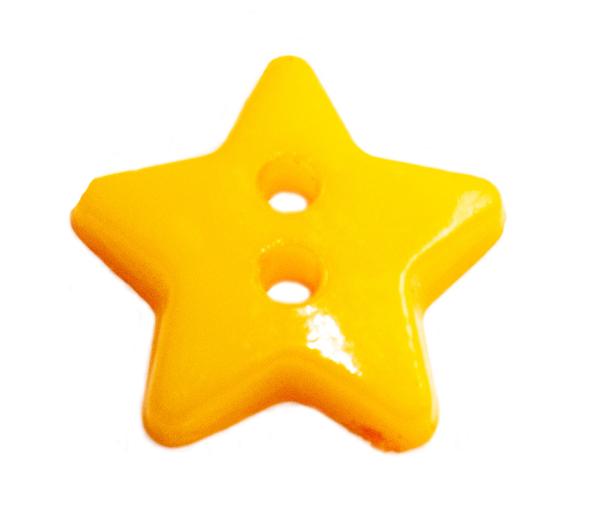 Kids button as a star made of plastic in dark yellow 14 mm 0.55 inch